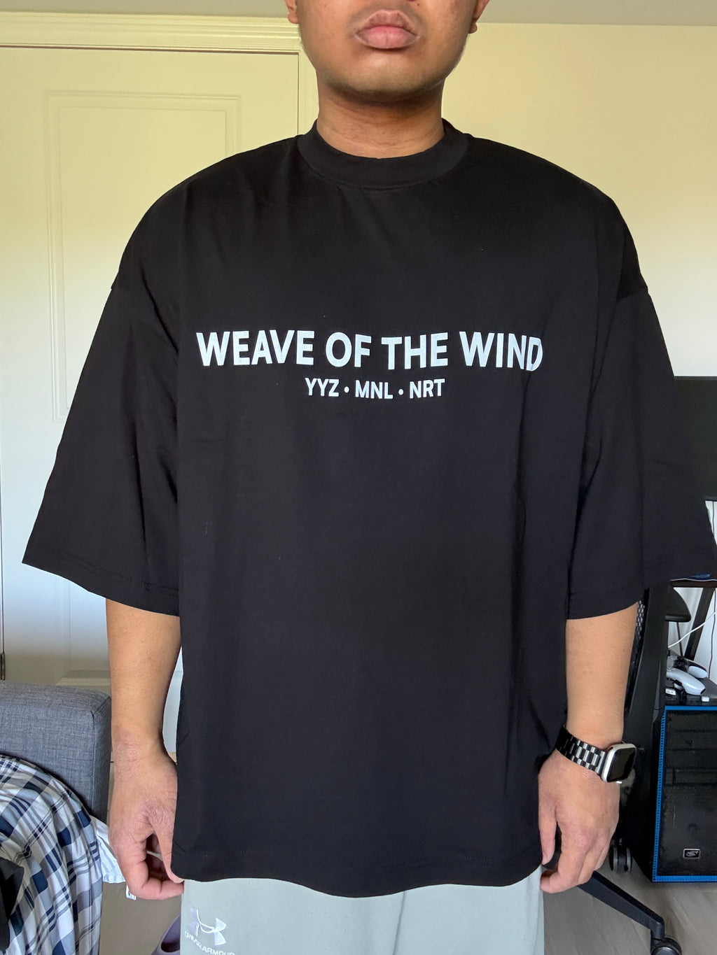 [Black] WOTW White Graphics Oversized tee, front